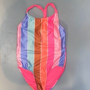 Jumping Beans Multicolor Striped Kids Swim One Piece